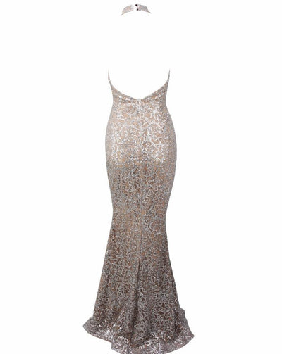Devotion Silver Glitter Embellished Maxi Dress - Fashion Genie Boutique