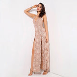 Crash The Party Rose Gold Sequin Double Split Maxi Dress - Fashion Genie Boutique