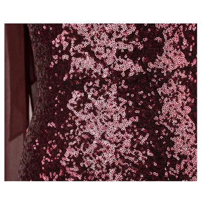 Oh My Posh Burgundy & Silver Sequin Gradient One Shoulder Maxi Gown Dress - Fashion Genie Boutique