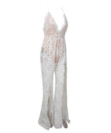 Bad Gal White Sequin Split Leg Jumpsuit - Fashion Genie Boutique