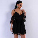 Yolanda Black Cold Shoulder Skater Mini Dress - Fashion Genie Boutique