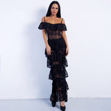 Lacey Days White Lace Ruffle Detail Maxi Dress - Fashion Genie Boutique