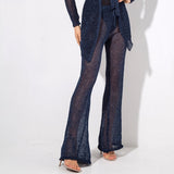Valerie Navy Glitter Knit Trousers - Fashion Genie Boutique