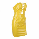 Chasing Highs Yellow PU Mini Dress - Fashion Genie Boutique
