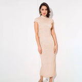 Don't Blame Me Gold Glitter Embellished Midi Dress - Fashion Genie Boutique