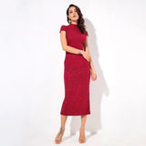 Don't Blame Me Red Glitter Embellished Midi Dress - Fashion Genie Boutique
