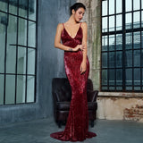 Love On Me Burgundy Sequin Maxi Party Gown Dress - Fashion Genie Boutique