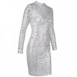 Subtly Splendid Silver Long Sleeve Sequin Mini Dress - Fashion Genie Boutique