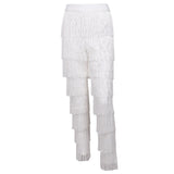 Ava White Fringe High Waisted Trousers - Fashion Genie Boutique