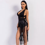 Creative Approach Black Mesh Tassel Bodysuit - Fashion Genie Boutique