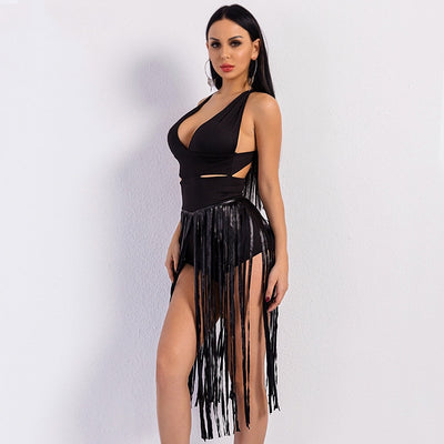 Creative Approach Black Mesh Tassel Bodysuit - Fashion Genie Boutique