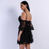Yolanda Black Cold Shoulder Skater Mini Dress - Fashion Genie Boutique