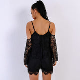 Don't Forget Me Black Lace Frill Playsuit - Fashion Genie Boutique