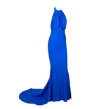 Pop Star Blue Pleated Maxi Fishtail Gown Dress - Fashion Genie Boutique
