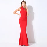 Glam Squad Red Crystal Embellished Fishtail Maxi Dress - Fashion Genie Boutique