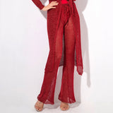 Valerie Red Glitter Knit Trousers - Fashion Genie Boutique