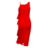 Avery Red Ruffle Midi Dress - Fashion Genie Boutique
