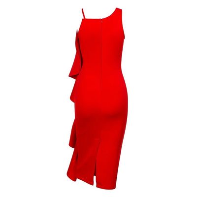 Avery Red Ruffle Midi Dress - Fashion Genie Boutique