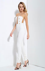 Evening In Rome White Military Strapless Jumpsuit - Fashion Genie Boutique