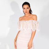 Frilled With Love White Frill Bardot Mini Dress - Fashion Genie Boutique