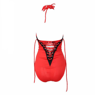 Beach Beliefs Red Lace Up Swimsuit - Fashion Genie Boutique