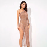 Ready To Glow Rose Gold Glitter Knit Kaftan Dress - Fashion Genie Boutique