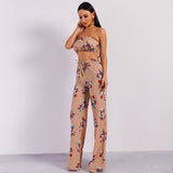 It’s A Match Nude Floral Two Piece Trousers & Crop Top Co-Ord - Fashion Genie Boutique