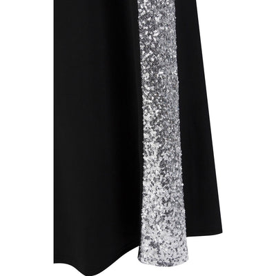 Dazzling Diva Black & Silver Strapless Sequin Maxi Gown Dress - Fashion Genie Boutique