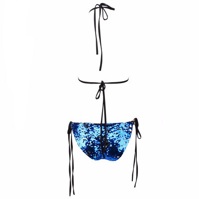 Shoreline Itinerary Blue Sequin Bikini Swimsuit - Fashion Genie Boutique