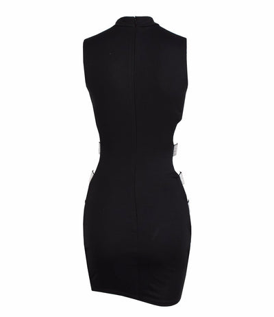 Cut it Out Blue Embellished Cut Out Mini Dress - Fashion Genie Boutique