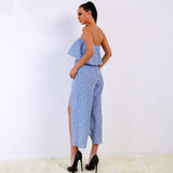 Endless Summer Blue Stripe Strapless Jumpsuit - Fashion Genie Boutique