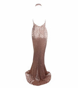 Spotlight Statement Champagne Sequin Fishtail Maxi Dress - Fashion Genie Boutique