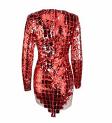 Hayden Red Sequin Long Sleeve Sequin Mini Dress - Fashion Genie Boutique