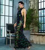 Shake It Out Black & Green Tassel Sequin Maxi Dress - Fashion Genie Boutique