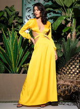 Miami Sun Yellow Long Sleeve Maxi Dress - Fashion Genie Boutique