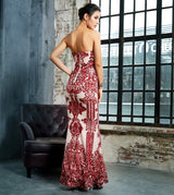 Godiva Red Strapless Sequin Maxi Fishtail Dress - Fashion Genie Boutique