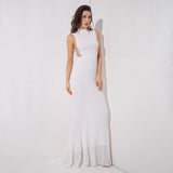 Million Dollar Babe White Sequin Maxi Fishtail Gown Dress - Fashion Genie Boutique