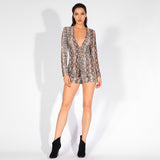 Snake Bite Brown Blazer & Shorts Co-Ord - Fashion Genie Boutique