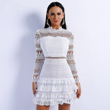 Go With The Flow White Crochet Mini Dress - Fashion Genie Boutique
