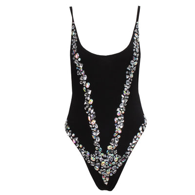 Jasmine Black Crystal Embellshed Swimsuit - Fashion Genie Boutique