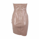 Chasing Highs Nude PU Mini Dress - Fashion Genie Boutique