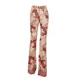 Little Wonder Red Sequin Mesh High Waisted Trousers - Fashion Genie Boutique