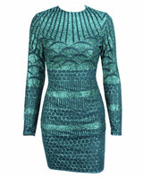Alassia Black & Nude Glitter Long Sleeve Mini Dress - Fashion Genie Boutique