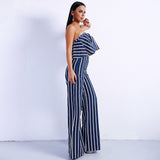 Stripe Delight Navy Two Piece Trousers & Crop Top Co-Ord - Fashion Genie Boutique