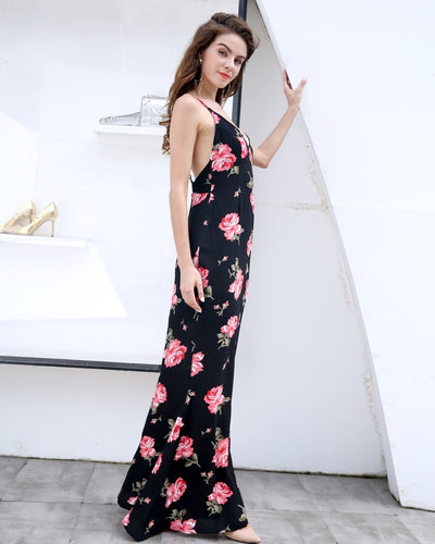 Tropical Treat Black Multi Floral Maxi Dress - Fashion Genie Boutique