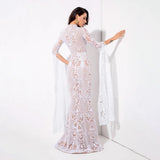 Once Upon A Time White Glitter Fishtail Maxi Dress - Fashion Genie Boutique
