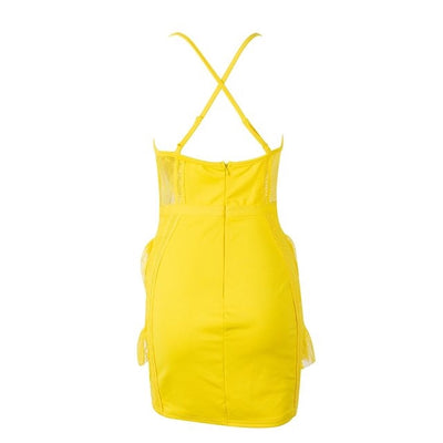 Ready To Ruffle Yellow Mesh Mini Dress - Fashion Genie Boutique
