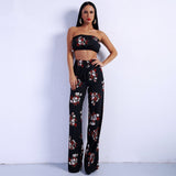It’s A Match Black Floral Two Piece Trousers & Crop Top Co-Ord - Fashion Genie Boutique