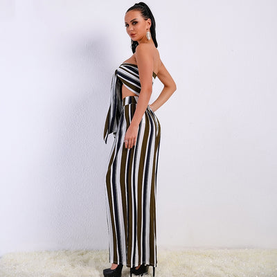 Sunshine Stroll Multi Two Piece Trousers & Crop Top Co-Ord - Fashion Genie Boutique