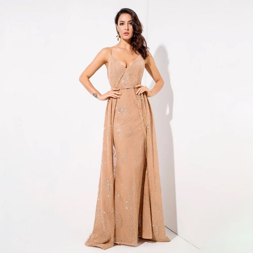 Magic Hour Gold Glitter Detatchable Maxi Gown Dress - Fashion Genie Boutique